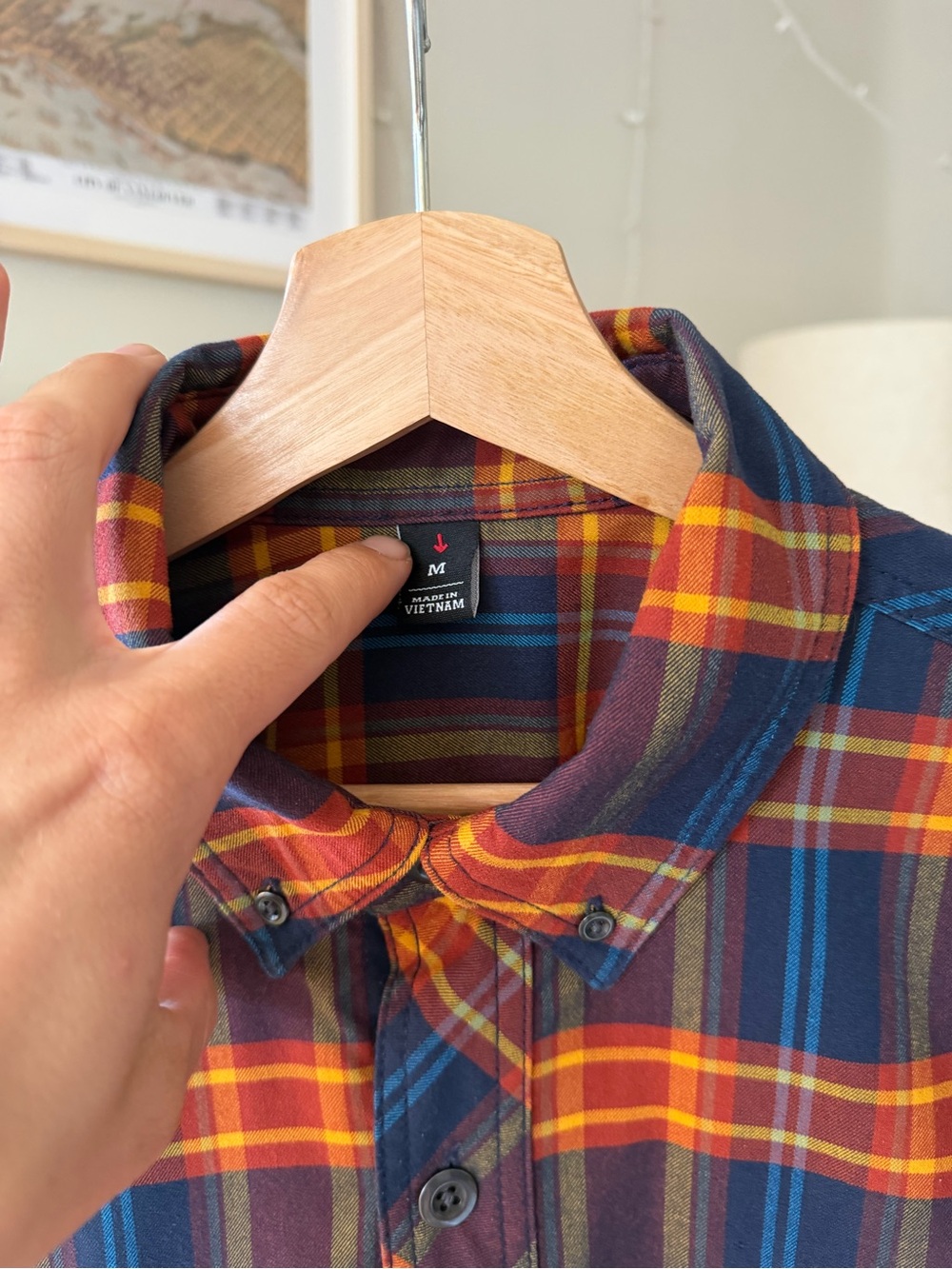 Alaskan Hardgear Plaid Flannel Button-Up Shirt in Navy, Red & Orange - Picture 5 of 7